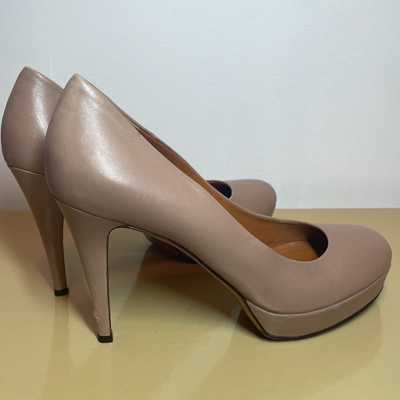 Gucci Leather Platform Pumps Round Toe Shoes Tan Size 40 - Picture 11 of 13